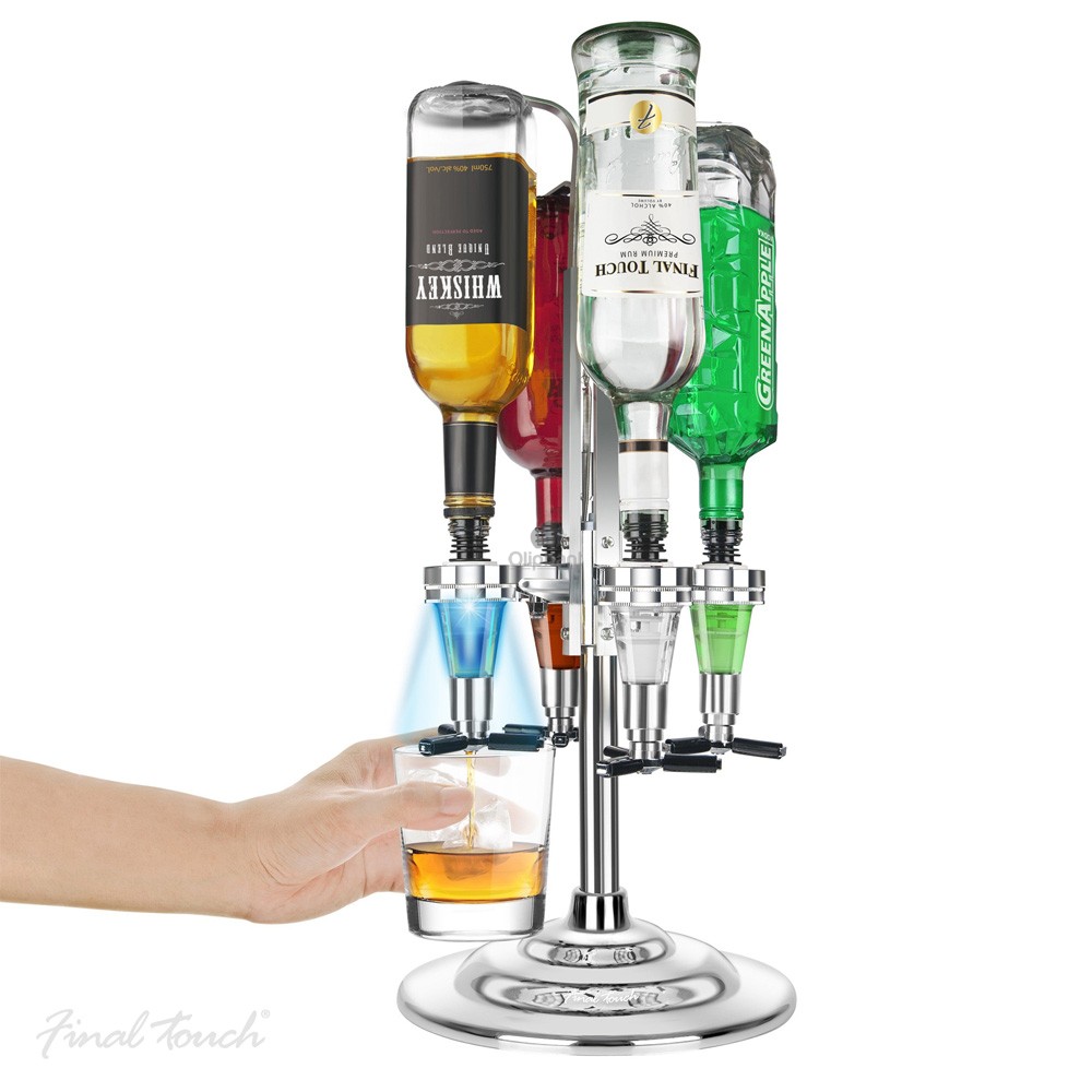 Final Touch LED Rotary 4 Bottle Bar Caddy