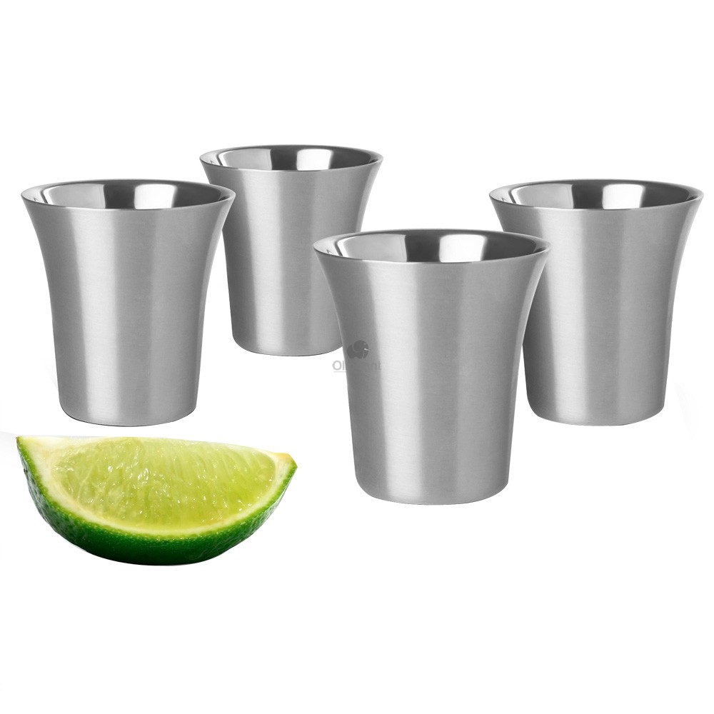 Final Touch Set of 4 Stainless Steel Shot Glasses