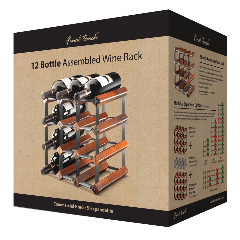 Final Touch 12 Bottle Assembled Maple Wine Rack