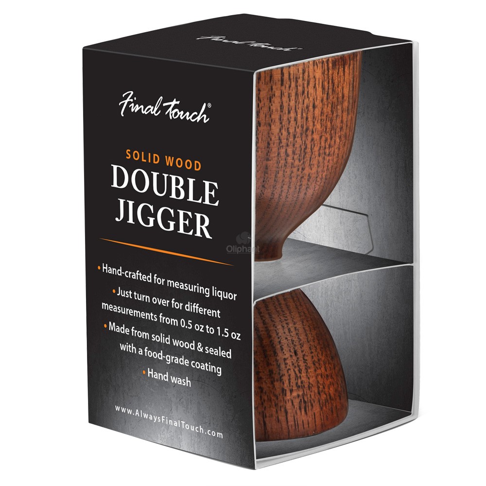 Final Touch Solid Wood Double Jigger