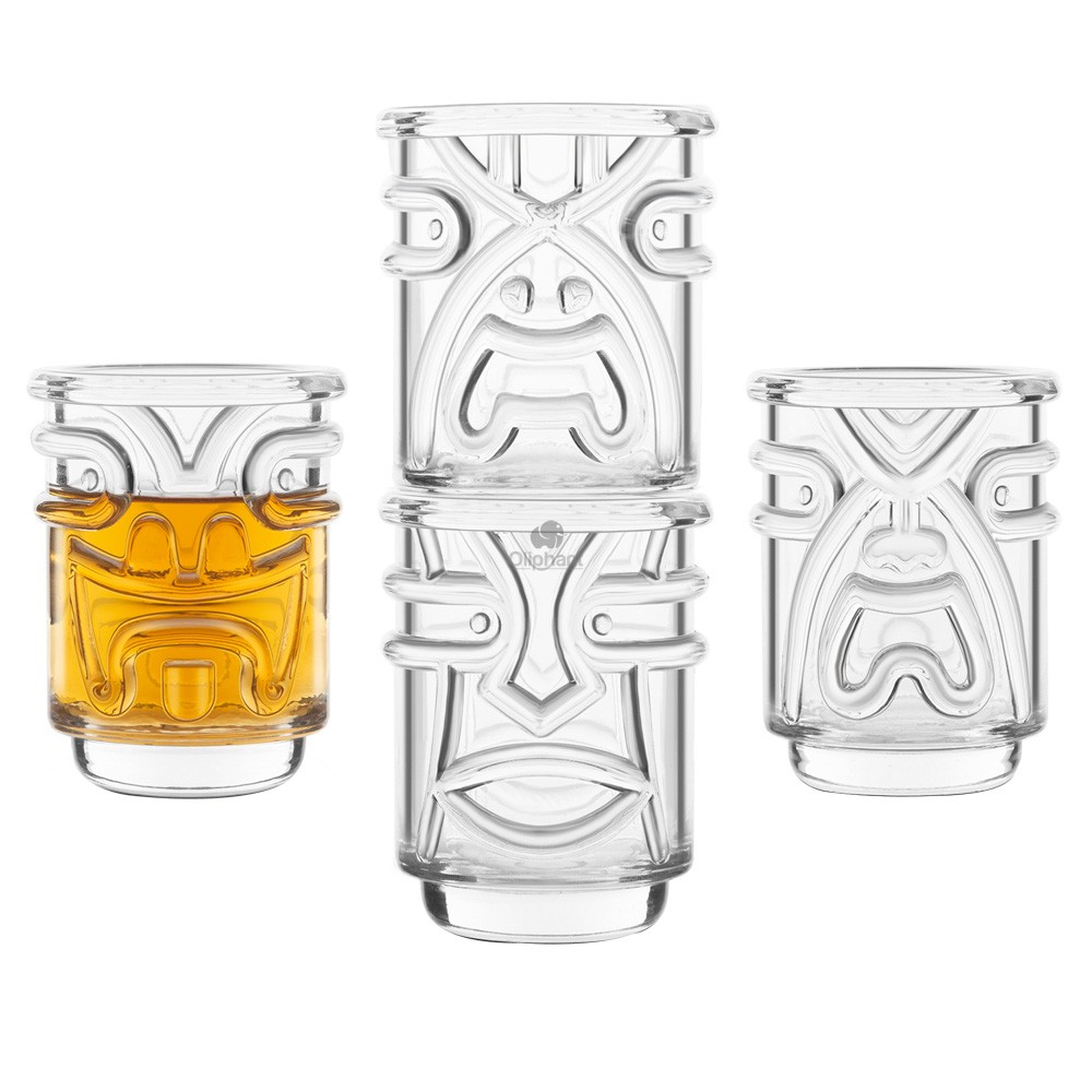 Final Touch Set of 4 Clear Tiki Shot Glasses