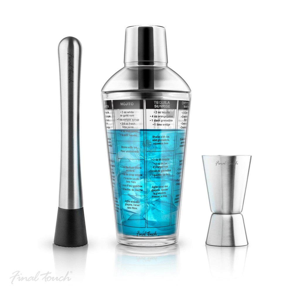 Final Touch Recipe Cocktail Shaker Set