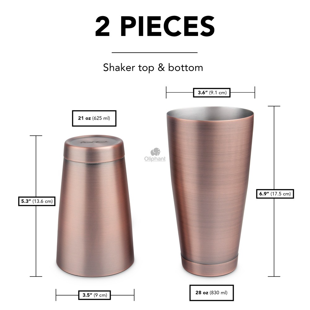 Final Touch Boston Cocktail Shaker Antique Copper Finish
