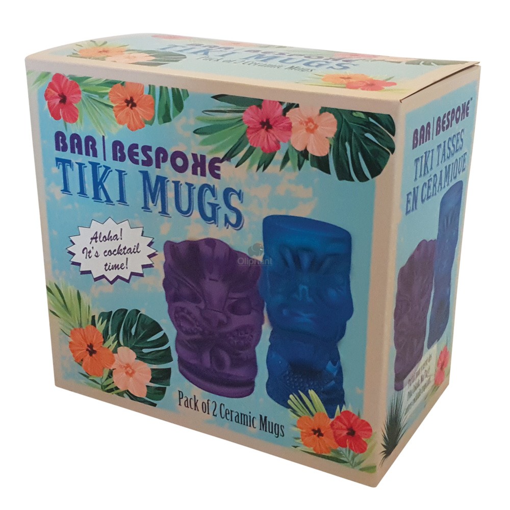 Bar Bespoke Tiki Mugs 2 Pack  Blue and Purple