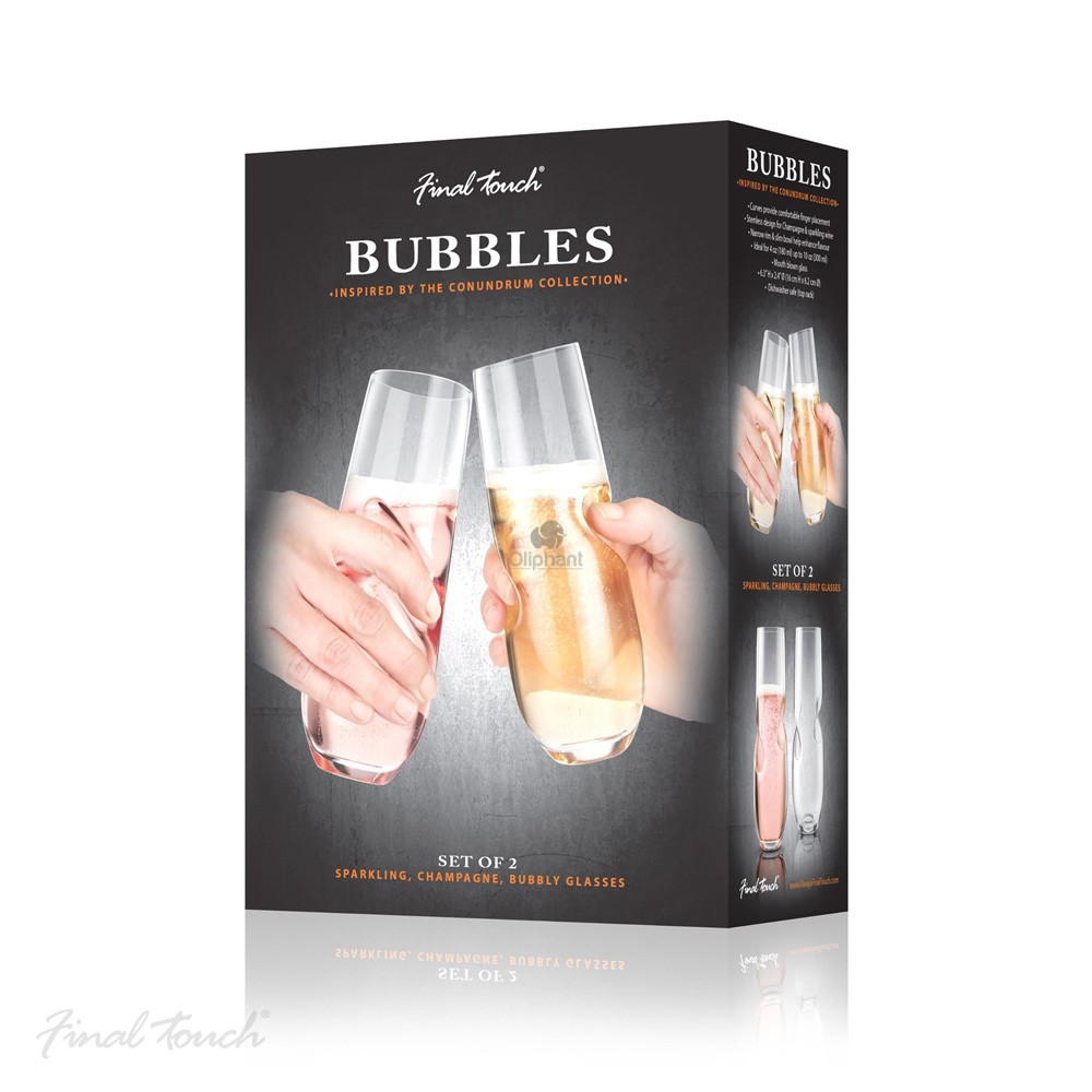 Final Touch Bubbles Stemless Champagne Sparkling Wine Glasses Set of 2