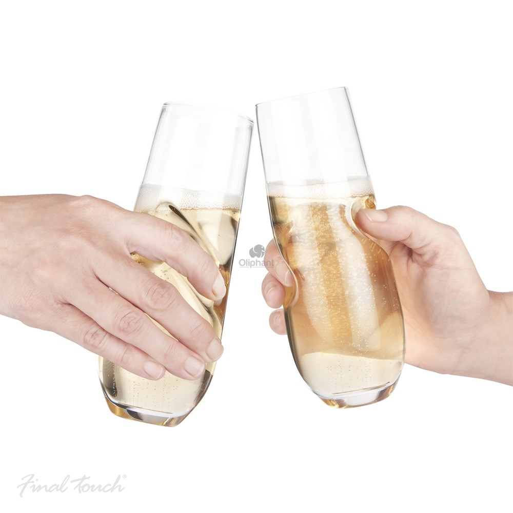 Final Touch Bubbles Stemless Champagne Sparkling Wine Glasses Set of 4