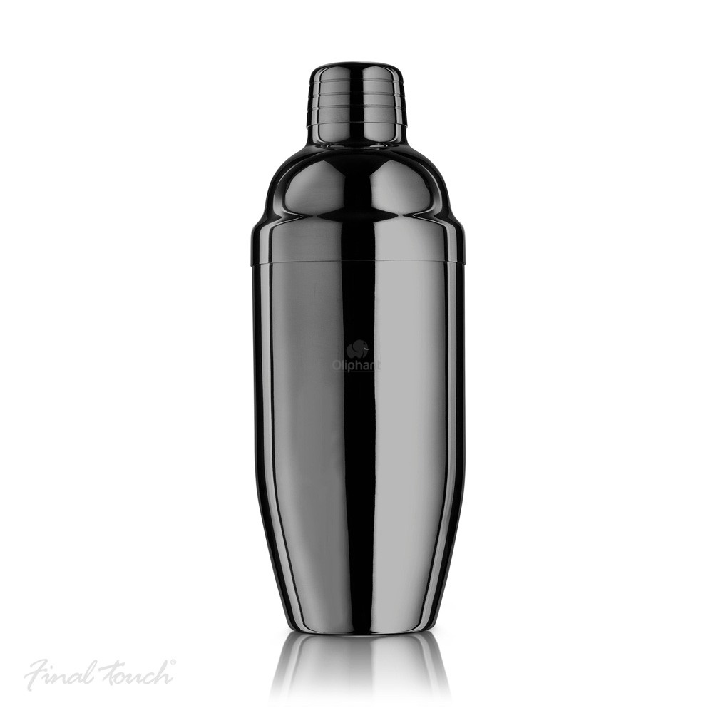 Final Touch Double Wall Stainless Steel Cocktail Shaker Black Chrome Finish