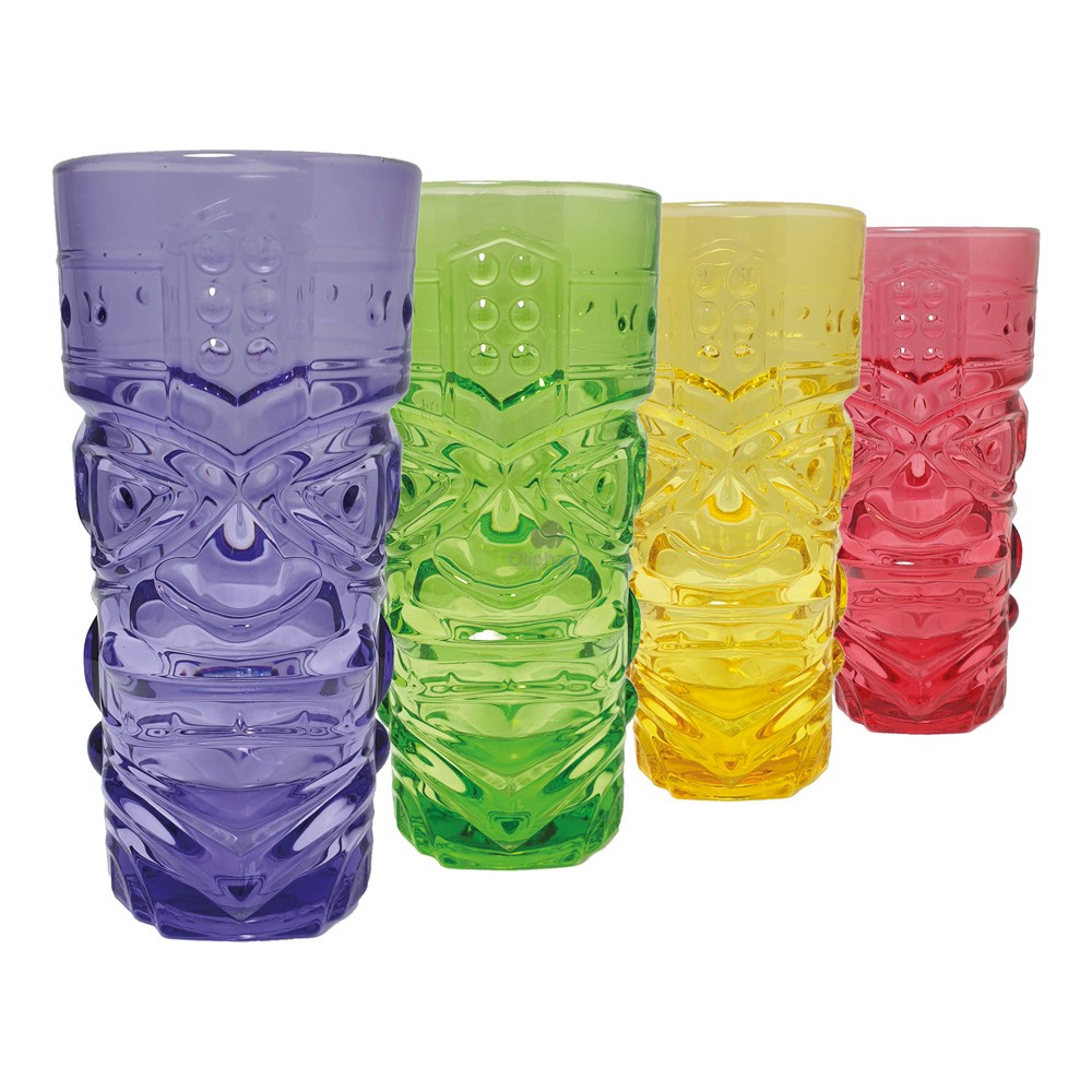 Bar Bespoke Coloured Tiki Highball Glass 4 Pack
