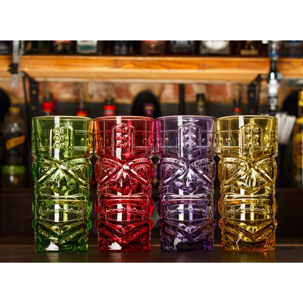 Bar Bespoke Coloured Tiki Highball Glass 4 Pack
