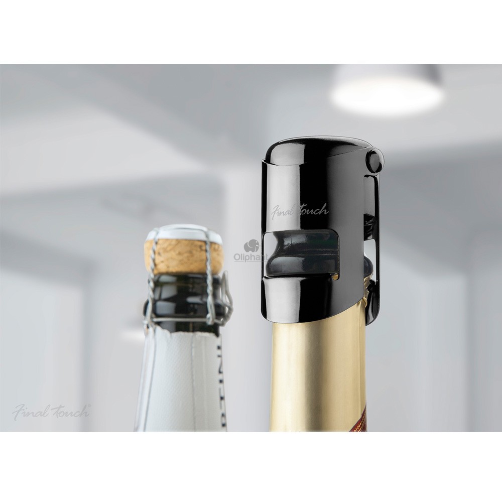Final Touch  Champagne Bottle Stopper with Black Chrome Finish
