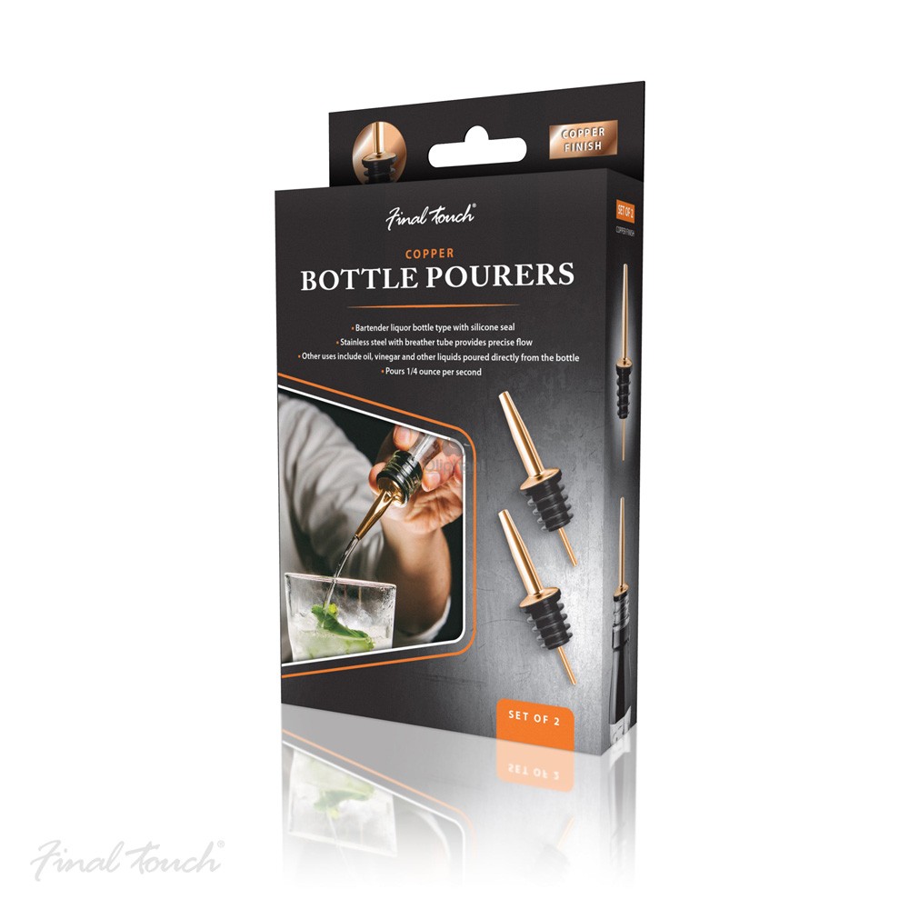 Final Touch Liquor Bottle Pourers - Copper Finish - Set of 2