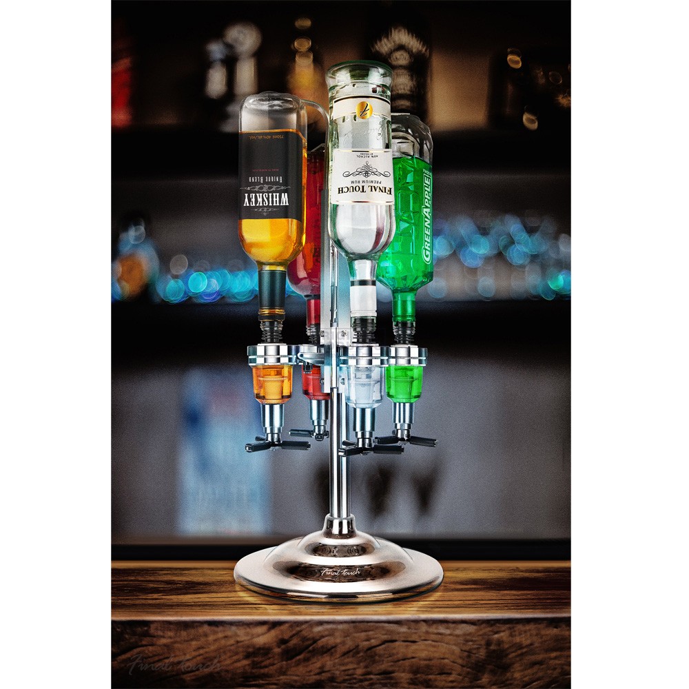 Final Touch LED Rotary 4 Bottle Bar Caddy