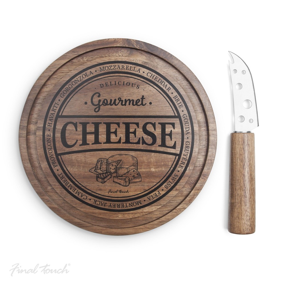 Final Touch 2 Piece Wooden Cheese Board Set