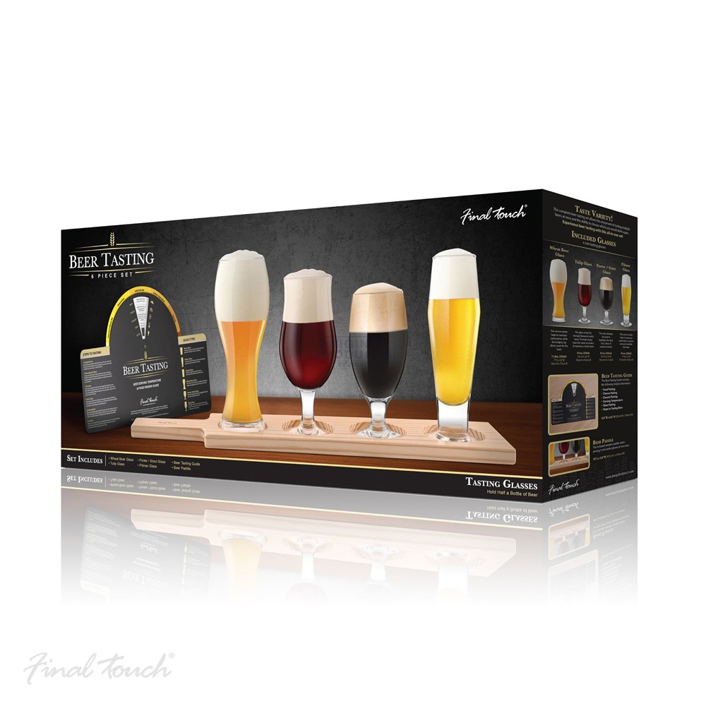 Final Touch Wooden 6 Piece Beer Tasting Set