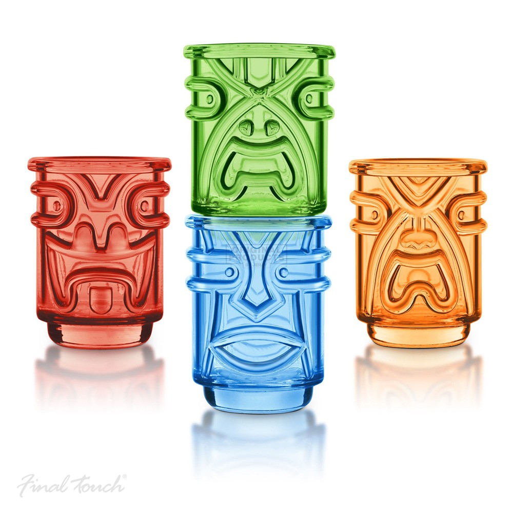 Final Touch Tiki Shot Glasses Coloured 4 Pack