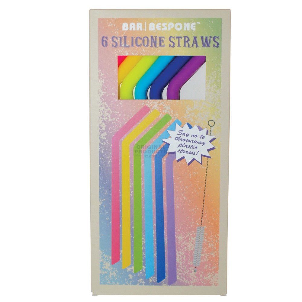 Bar Bespoke Coloured Silicone Straws 6 Pack