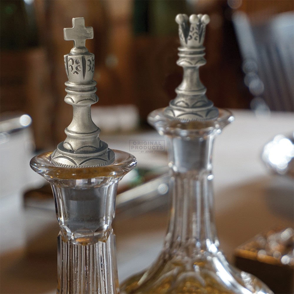 Bar Bespoke Pewter King & Queen Chess Bottle Stoppers