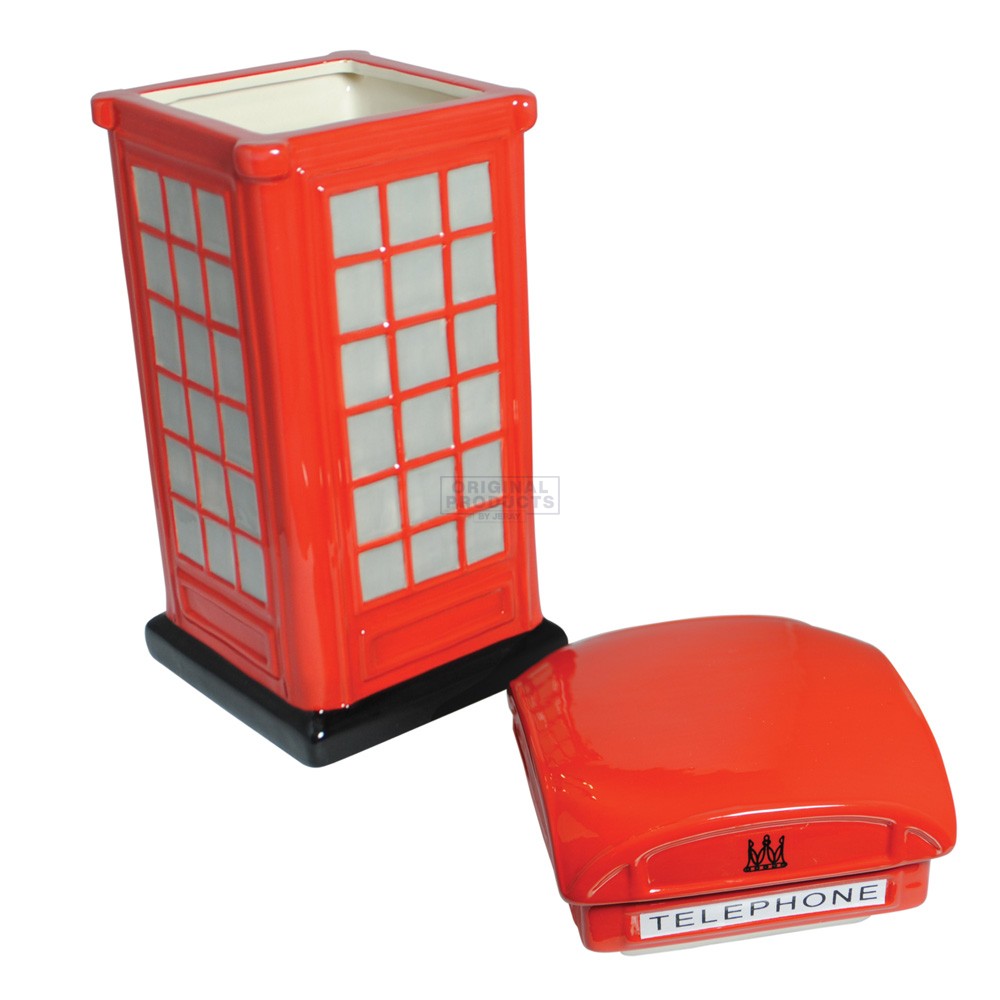 Red Telephone Box Ceramic Biscuit Jar