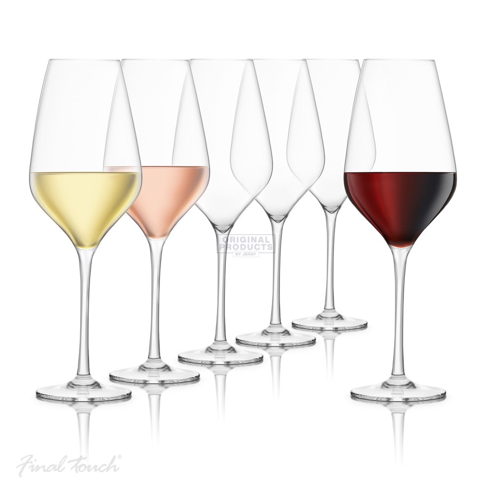 Final Touch Set of 6 Everyday Lead Free Crystal Wine Glasses
